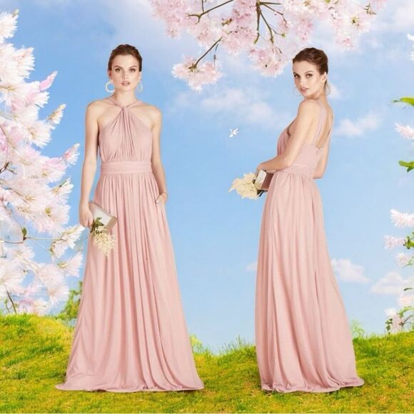 NEW Birdy Grey Kiko Mesh Bridesmaid Maxi Dress in Dusty Rose Pink Size XS NWT - Picture 1 of 16